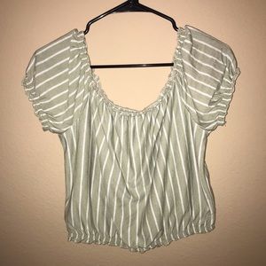 Off the Shoulder American Eagle Striped Shirt